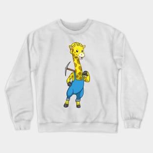 Giraffe as Miner with Pickaxe Crewneck Sweatshirt